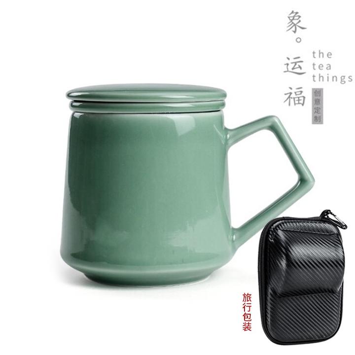 泡茶杯陶瓷茶水分离马克杯水杯带过滤办公茶杯简约大容量便携旅行茶杯