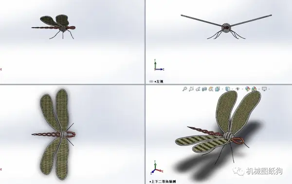 【生活艺术】装饰艺术蜻蜓结构模型3d图纸 solidworks