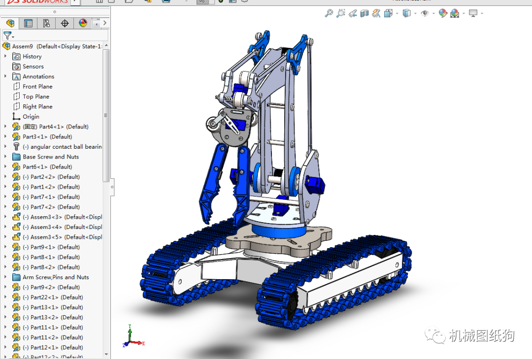 机器人roboticarm机械臂履带车3d数模图纸solidworks设计