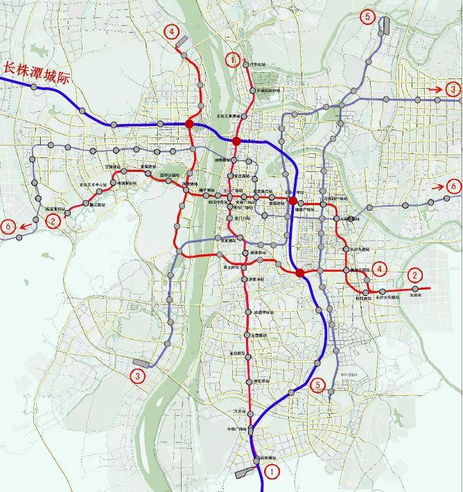 城际铁路长沙市区段形成十字加环的结构若上述建议能够实现,该线路与1