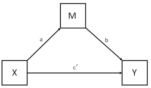 首先,我们来看一般的带有中介变量的模型图 从上图可以看出,中介效应
