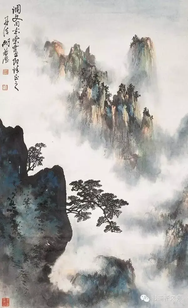 胡若思 西海群峰 胡若思(1916-2004),当代中国山水花鸟大家,尤喜画