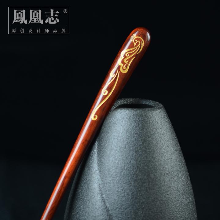 小叶紫檀魔杖,还雕着凤凰