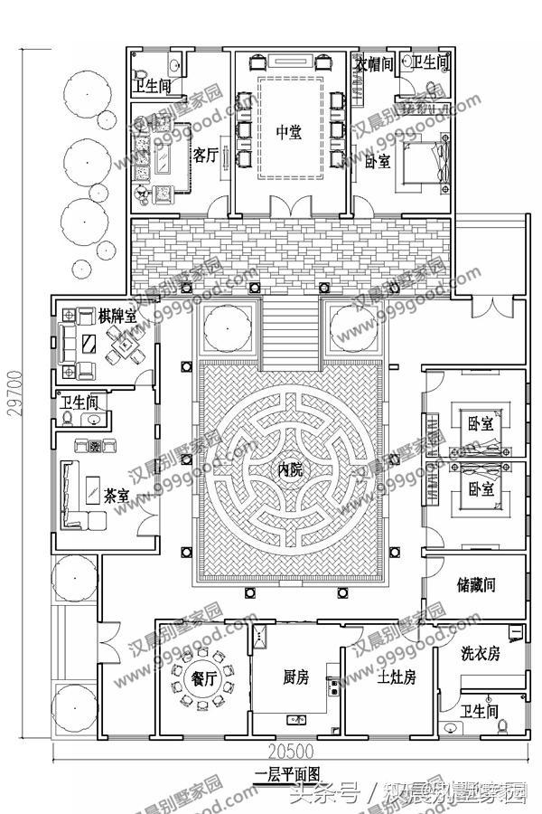 2栋农村三合院,中式和现代布局的结合,一层别墅让生活