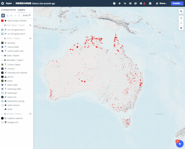 这里我们拿一张同样在 mapbox 官网展示的地图 moonlight (地图地址