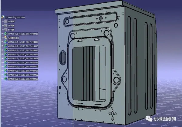 工程机械lg洗衣机钣金外壳模型3d图纸stp格式