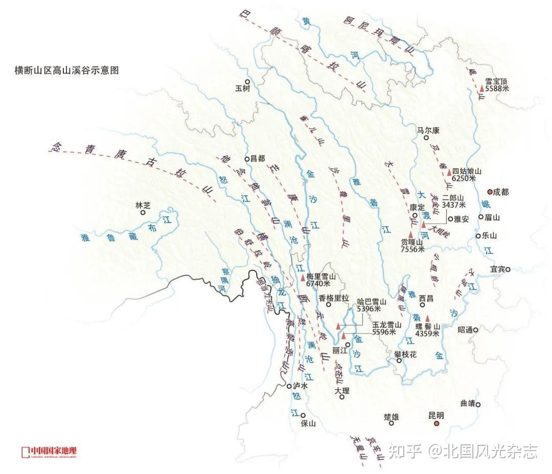 渡河和岷江六条大江怒江,澜沧江,金沙江,雅砻江这就是藏彝走廊位于川