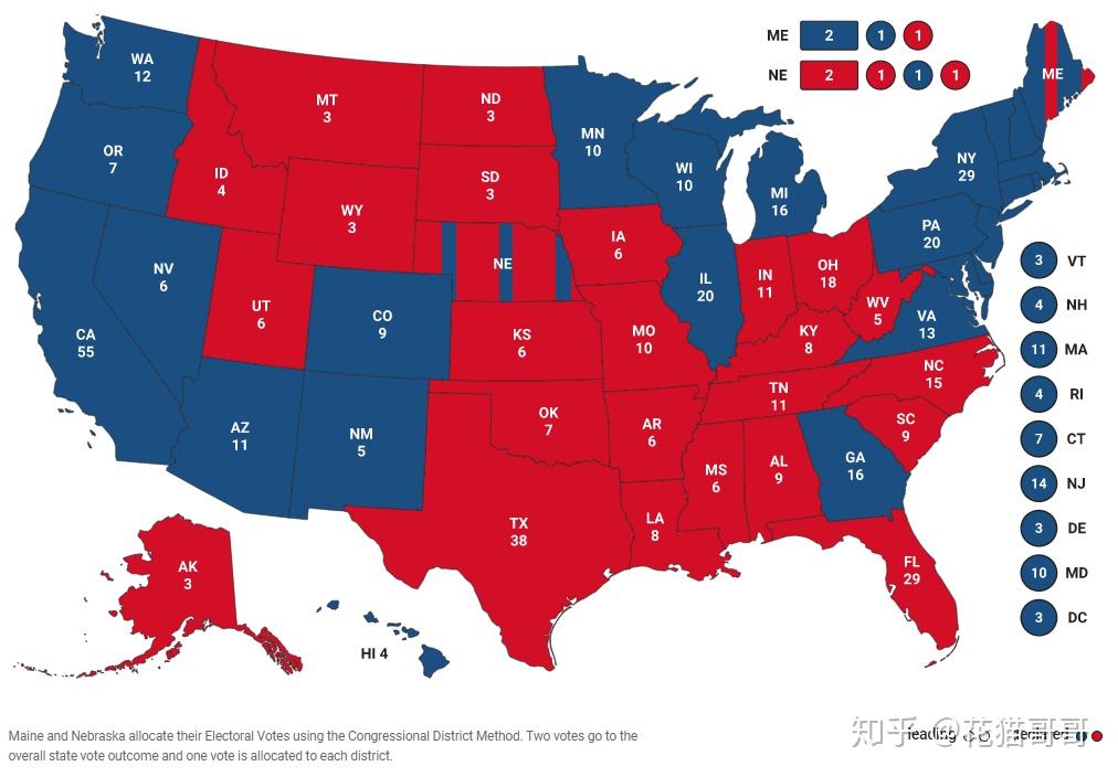 美国大选政治地图(来源:福克斯新闻网)