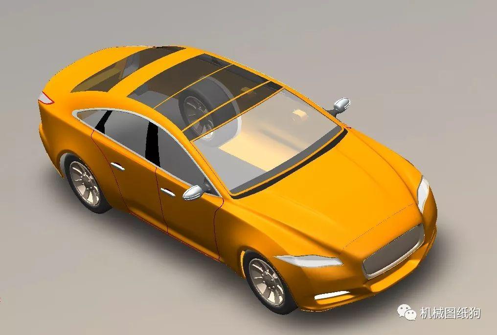 汽车轿车2011款捷豹xj跑车外壳3d模型图纸solidworks设计