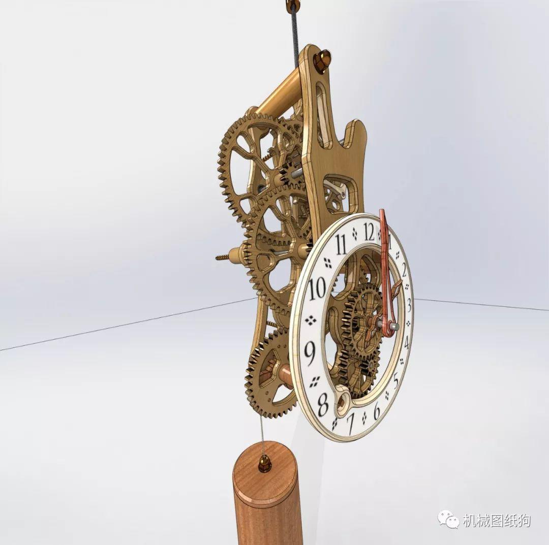 精巧机构brianlaw的木质齿轮时钟3d模型图纸solidworks设计