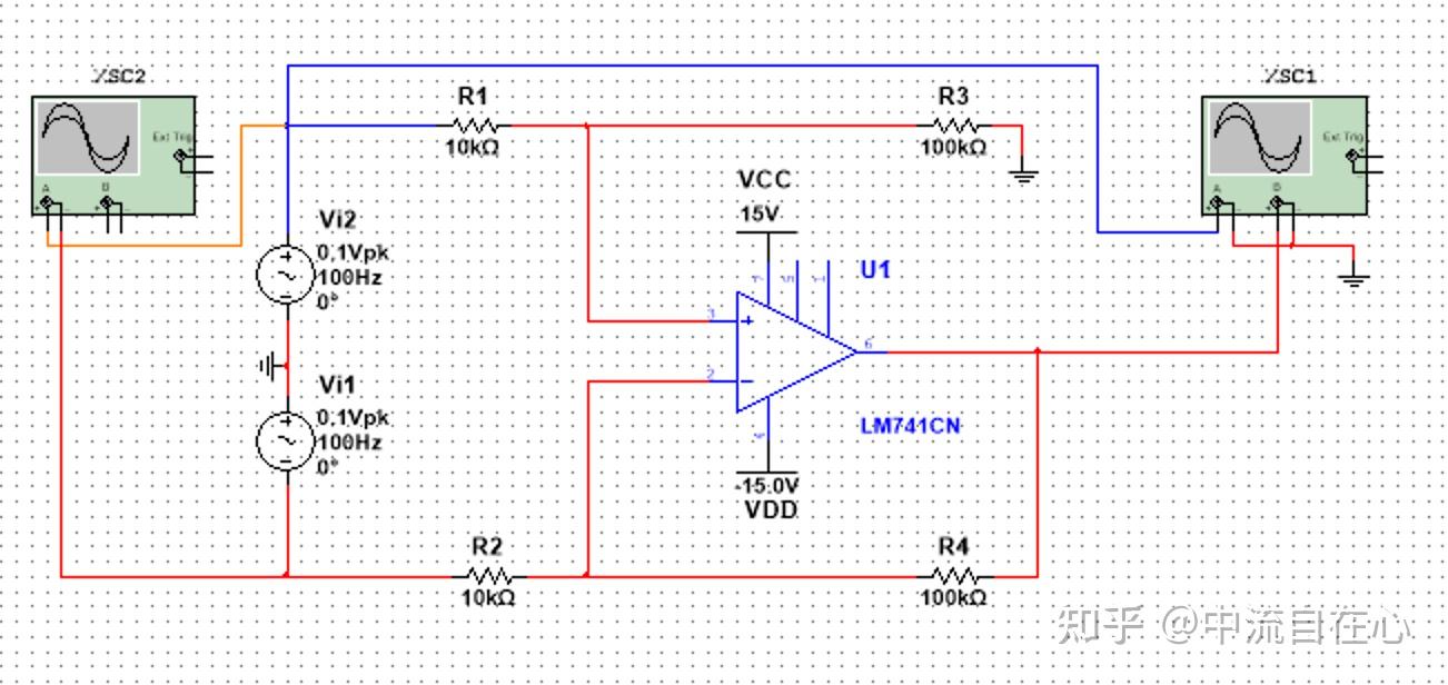 multisim实验lm741与求差电路