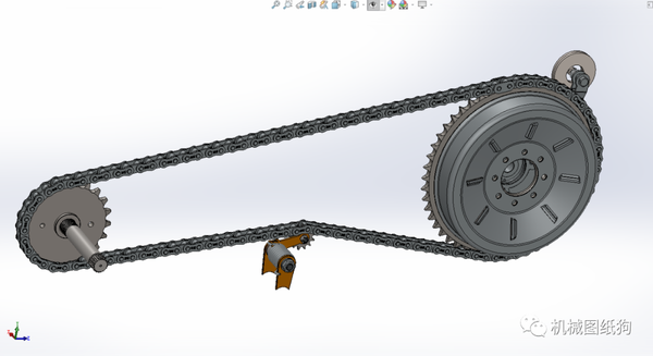 工程机械自行车链传动组件模型3d图纸solidworks设计附igsstp