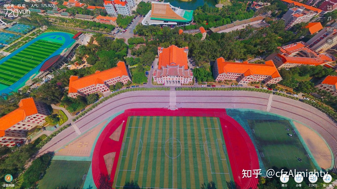 厦门大学包括校园概览,学院,运动场馆,餐厅,学生公寓等栏目,背景音乐