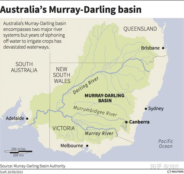 该盆地有两条澳洲最长的河: 墨累河和达令河(murray river,darling