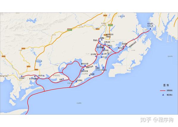 图为:东方威尼斯·水城防城港"规划计划开发的旅游景点示意