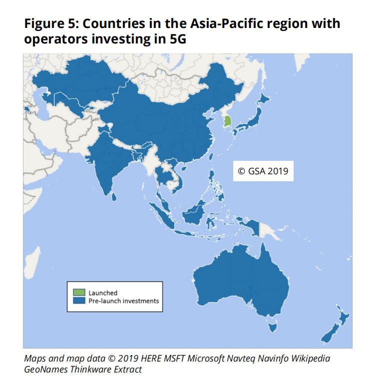 gsa报告亚太20个国家的52家运营商正在投资5g
