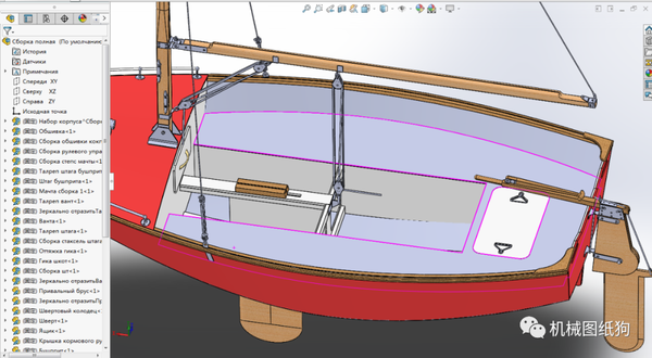 海洋船舶34m帆船模型3d图纸solidworks设计附xt