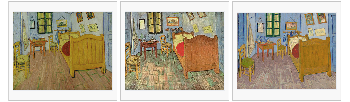 文森特·梵高,在阿尔的卧室 (vincent"s bedroom in arles),从左到