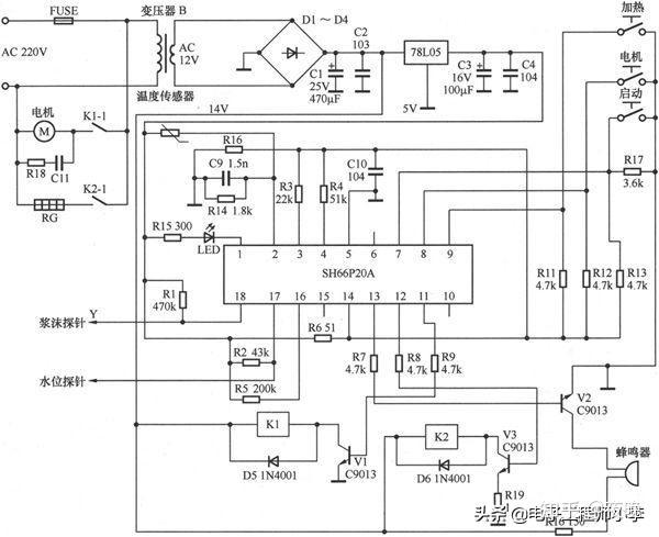 图11-2 九阳jydz-8型豆浆机电路