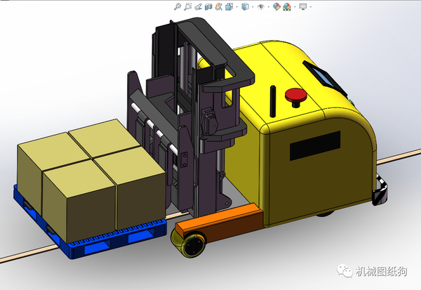【工程机械】agv叉车式智能运载机器人3d模型图纸 solidworks设计