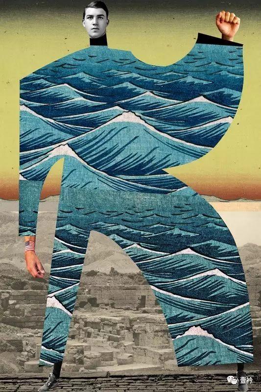 goodman的平面艺术作品,由插画,雕塑,摄影图片拼贴而成的"假想的人"