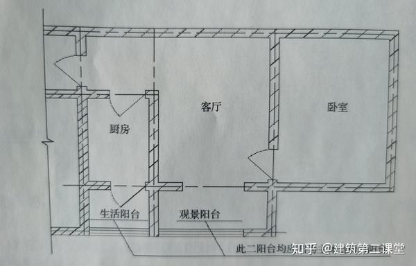 如下图所示,阳台一部分在主体结构内,一部分在主体结构外,应分别计算