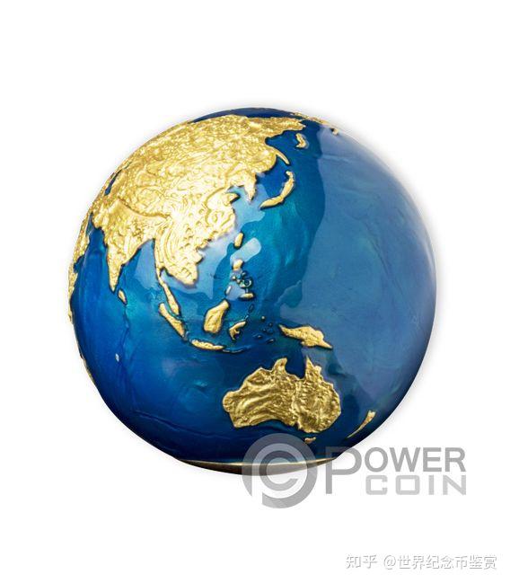 2021年巴巴多斯发行蓝色的地球镀金银币