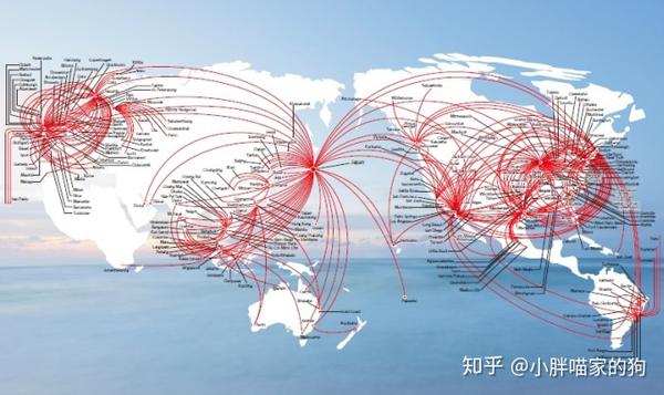 包含代码共享的日航(jal)国际线路图