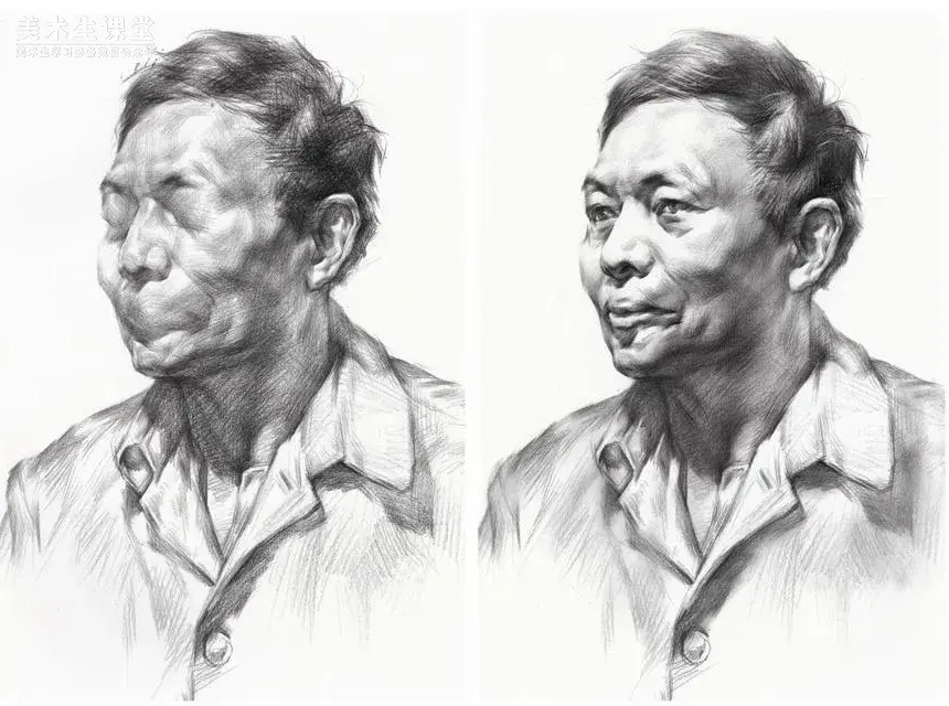 联考素描教程①丨四分之三侧长胡子男老年素描头像教学讲解课