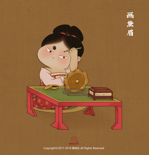独属中国的国潮插画家还原唐代仕女的风姿胖脸呆萌真可爱