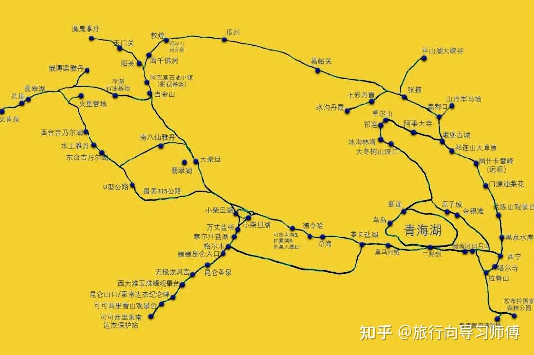 西北环线路线图近几年来,西北旅游可谓是受到了国内旅行者的热捧,而青