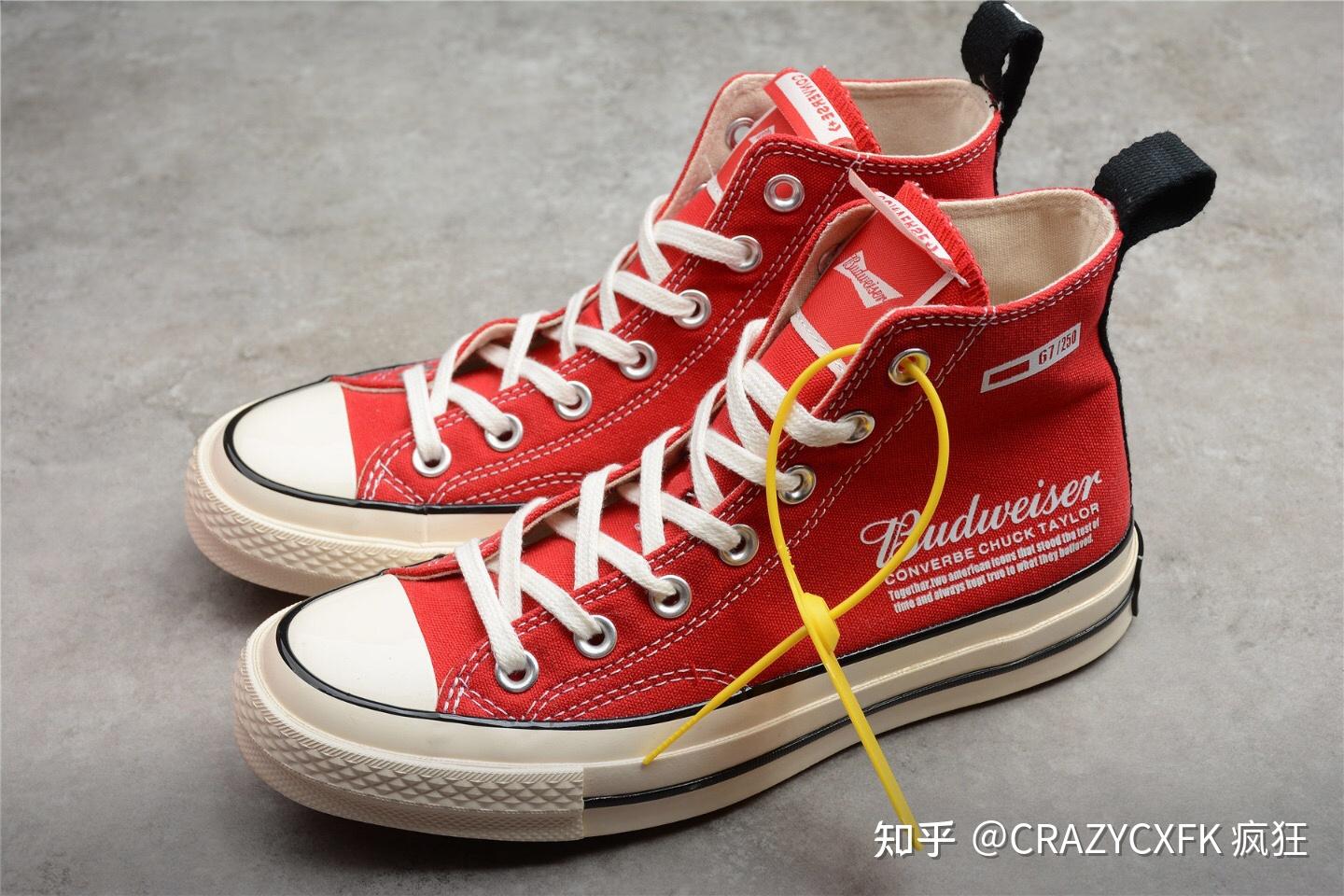 匡威联名百威 budweiser x converse chuck 70 大红情侣限定帆布鞋