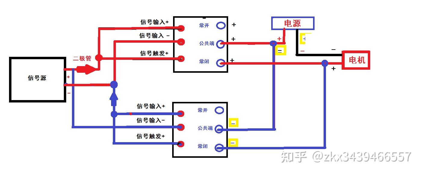 继电器控制马达正反转