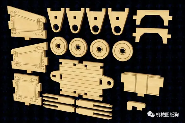 其他车型novogodniy木制火车拼装激光切割模型3d图纸solidworks多种