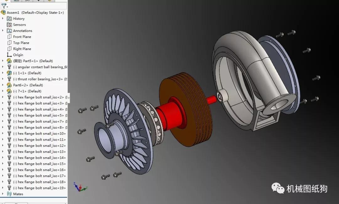 【泵缸阀杆】turbo pump涡轮泵爆炸数模3d图纸 solidworks设计