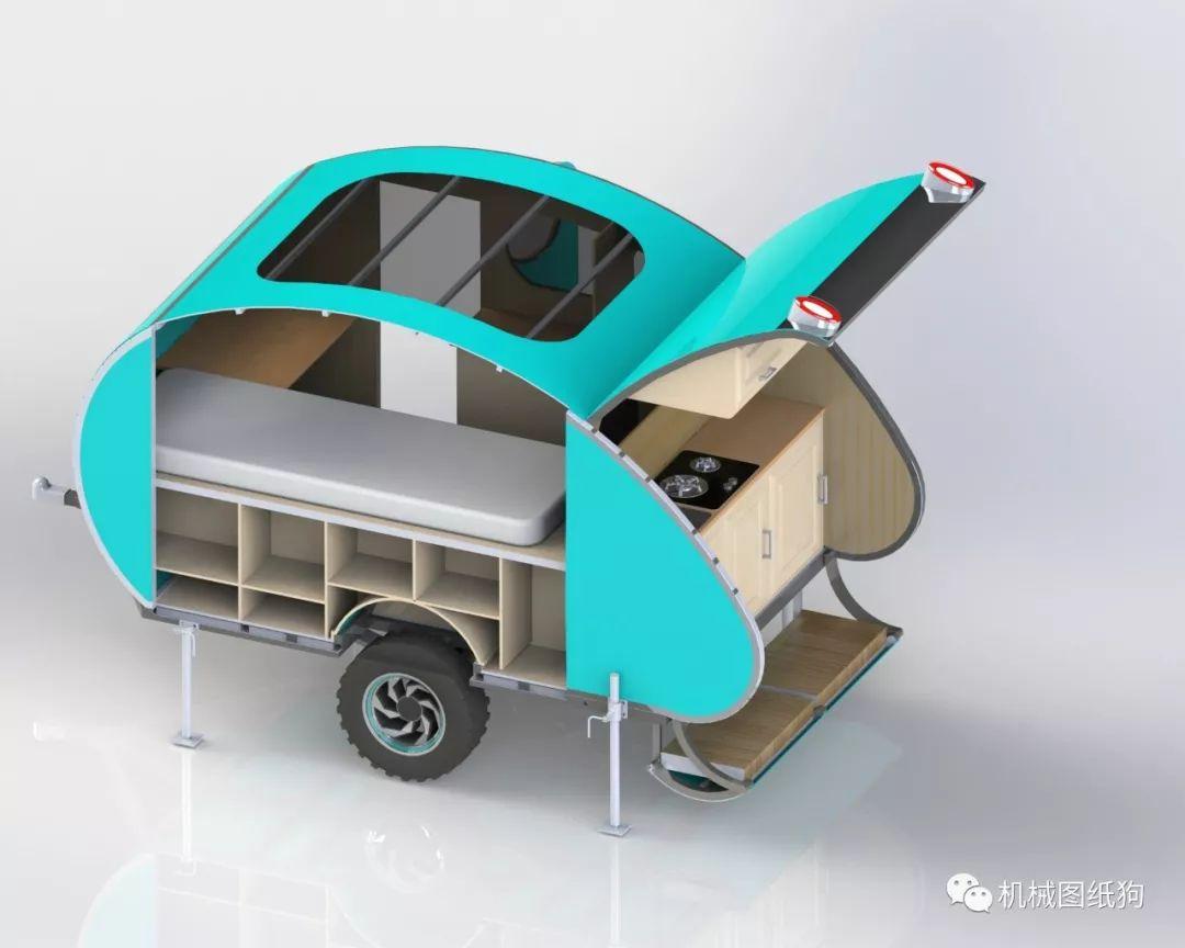 其他车型拖车式小房车3d模型图纸solidworks设计