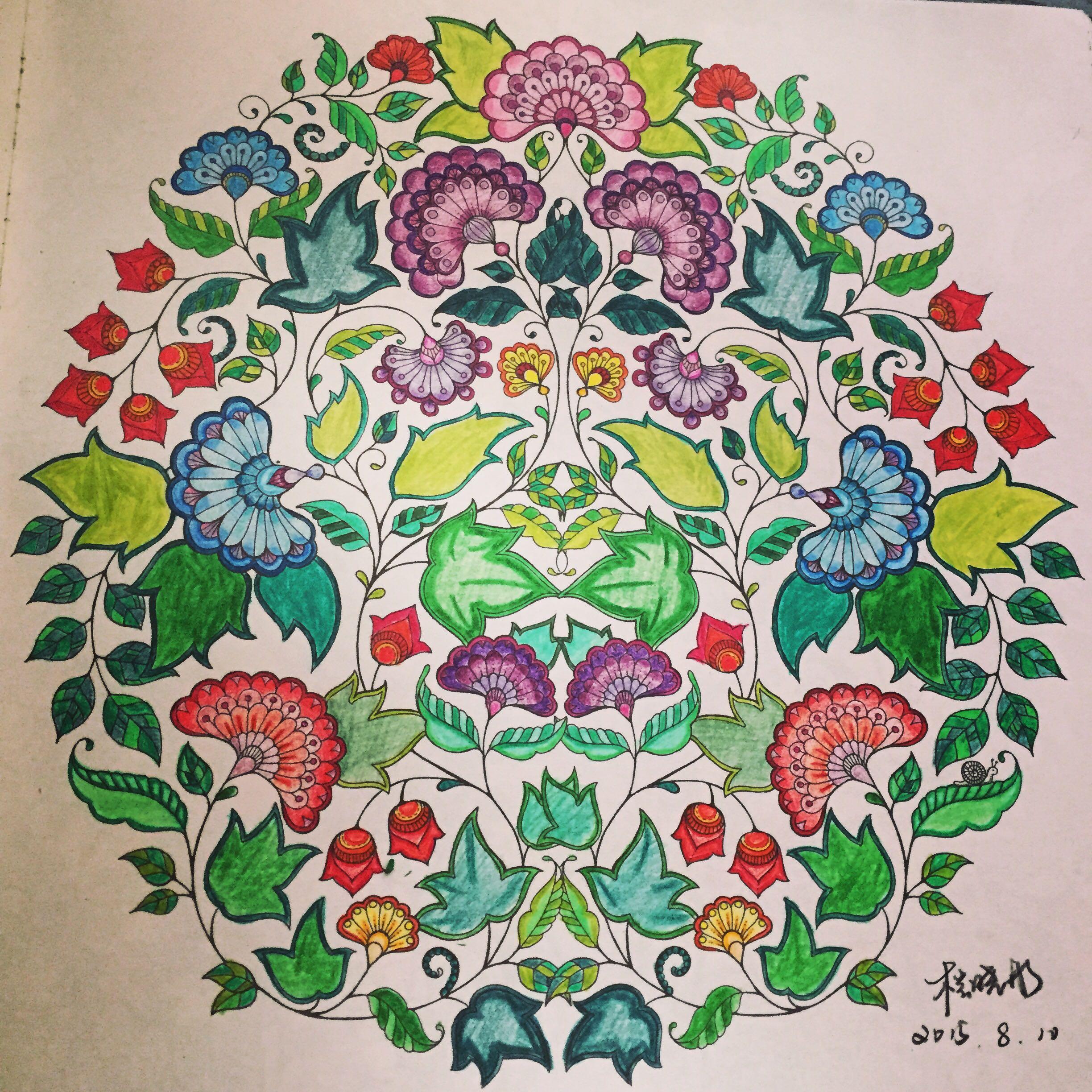 可以分享一下自己在秘密花园的涂色作品吗