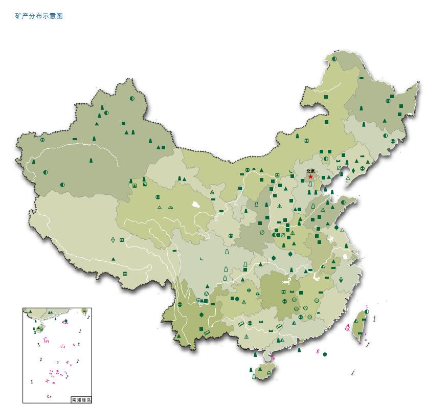 Карта китая с полезными ископаемыми