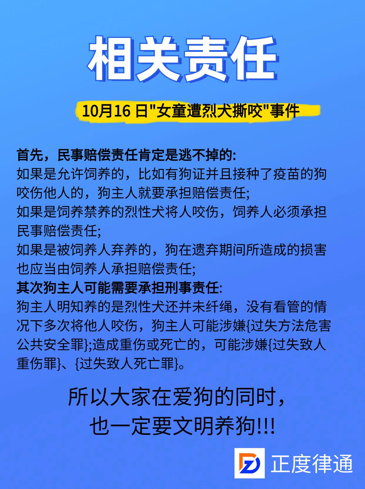 正度案援 的想法 狗咬人狗主人应承担什么责任呢?