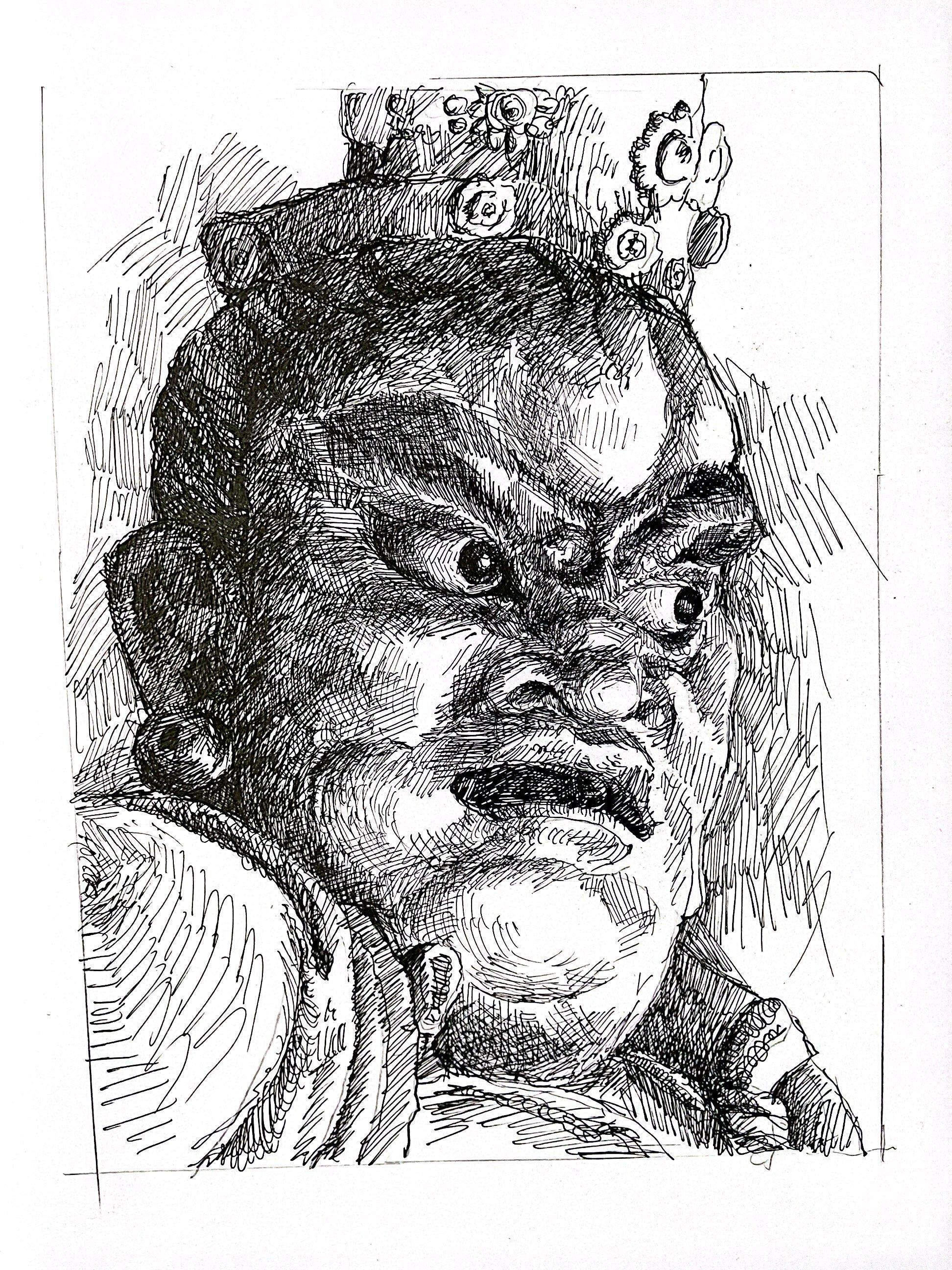 石头rock 的想法: 钢笔画:平遥双林寺天王殿四大金刚塑像