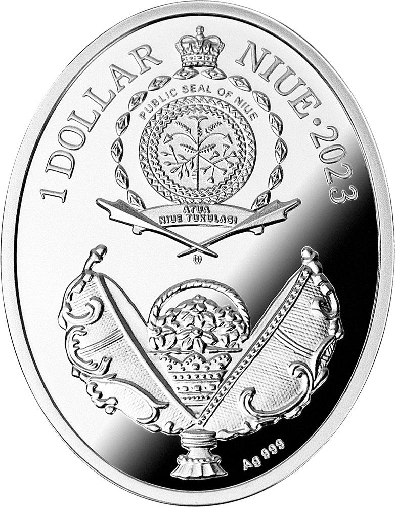 世界纪念币鉴赏 的想法: 装有手表的法贝热彩蛋-2023年纽埃银币 |  a