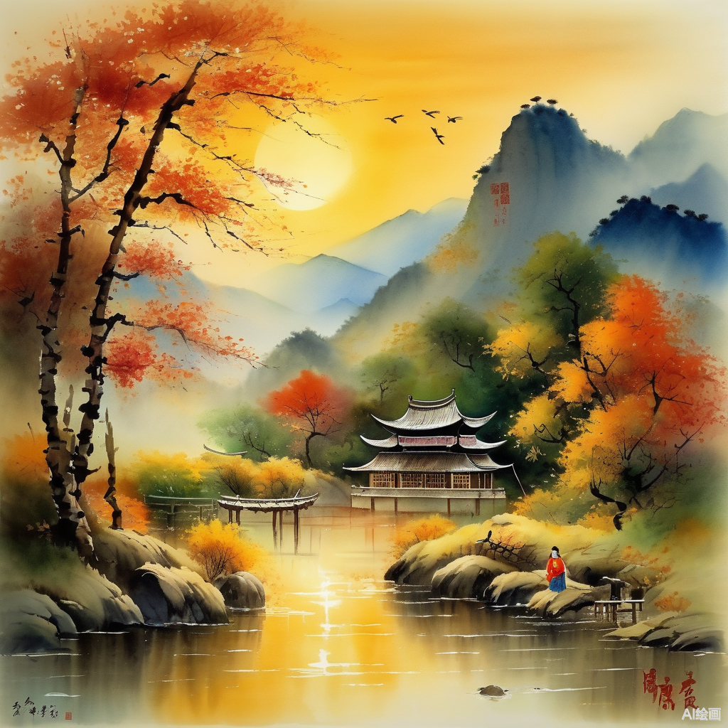 有趣的天空c 的想法: 用ai还原王维《山居秋暝》的美景 | ai绘画再现