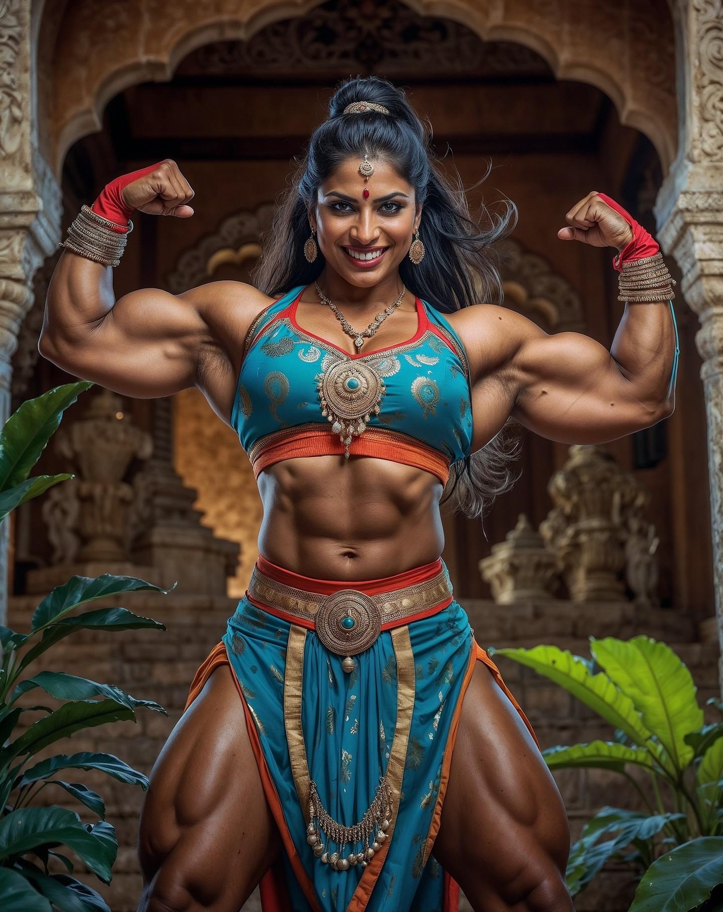 女子健美相册 的想法: 前面几张是印度画风的肌肉女!
