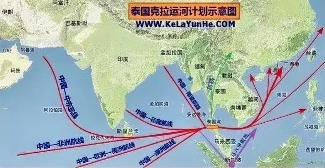  br>从地图上可以清晰看出,若泰国克拉运河开通,对于新加坡这种国家