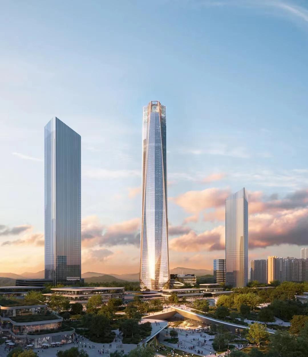 成都396开工396位于天府总部商务区西区29亩塔楼加裙房的布局方式裙房