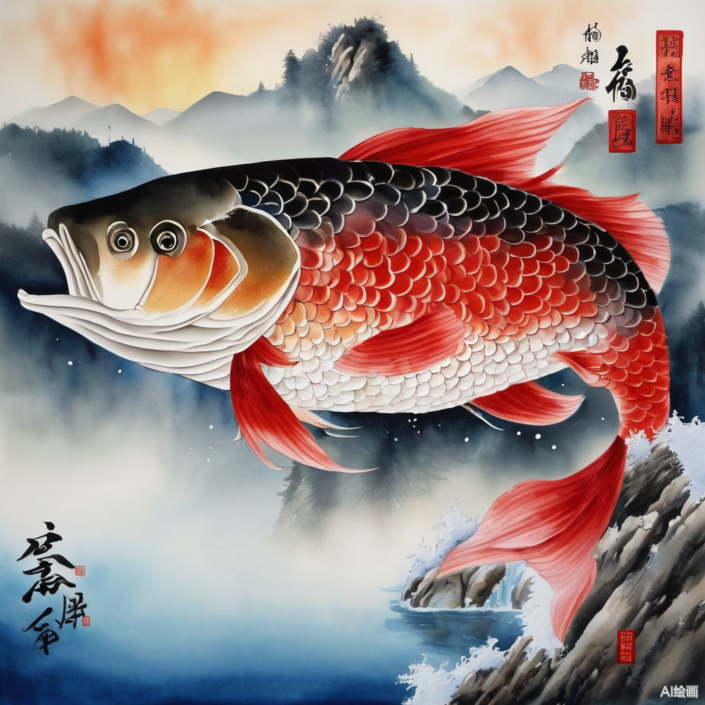 唐宋风 的想法: ai绘画《山海经》异兽:横公鱼