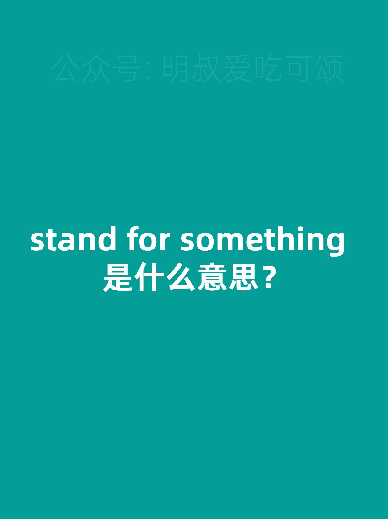 知乎用户vseSRI 的想法: stand for something 是什么意思？