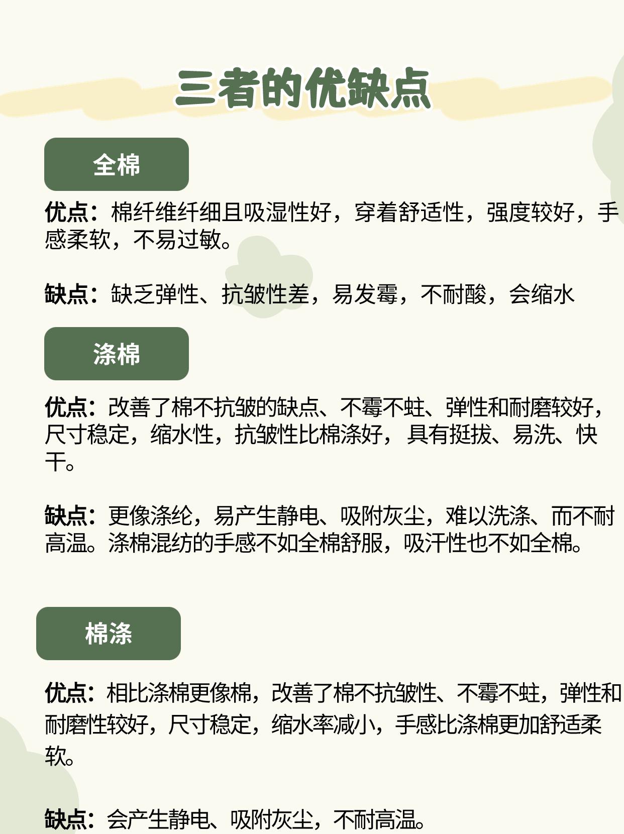 全棉,涤棉,和棉涤,是在衣服种常见的面料,他们这间有何区别?