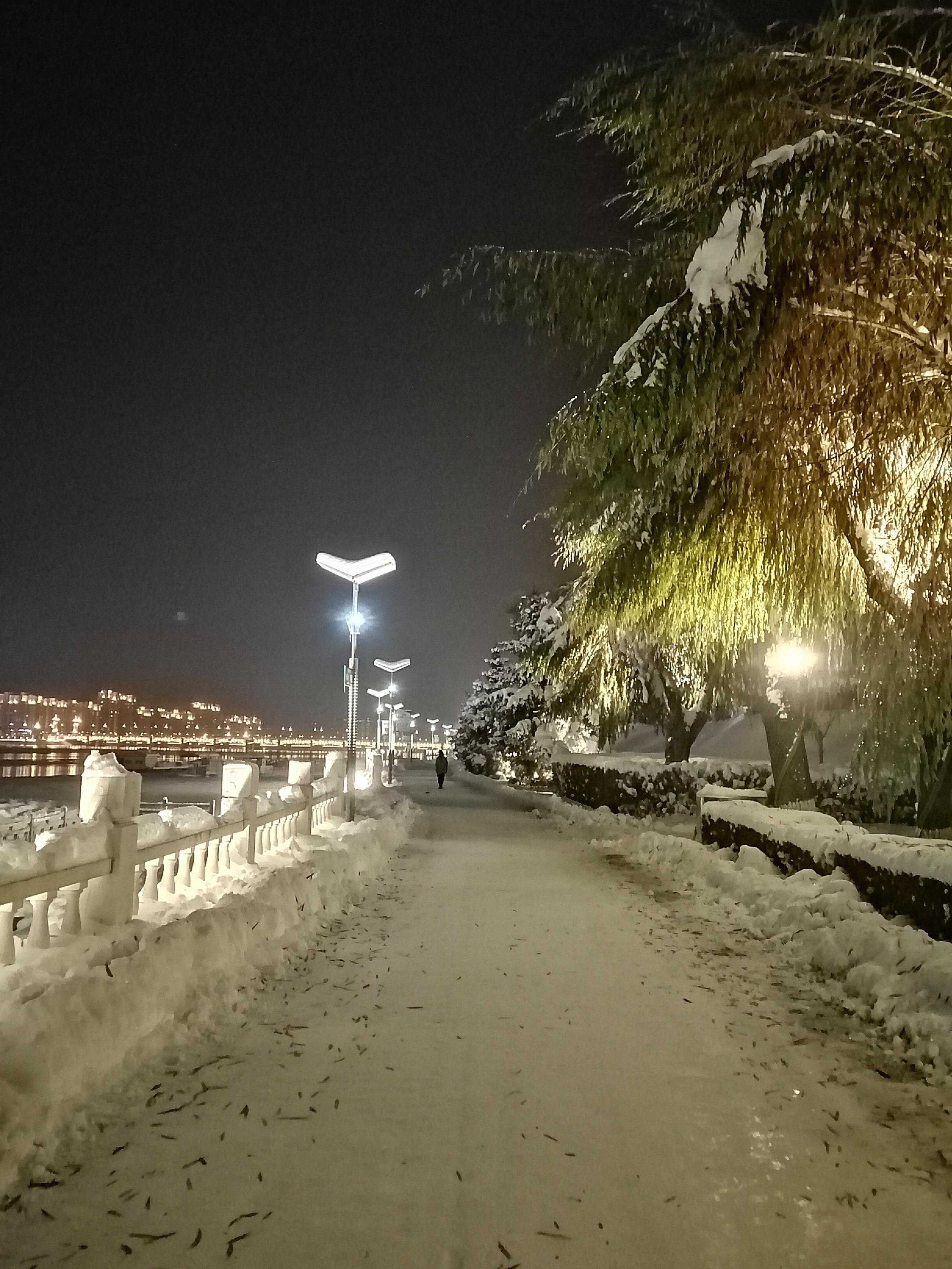 莉莉文莉莉 的想法 夜晚的雪景 下雪大约30厘米,晚上去看雪景特别