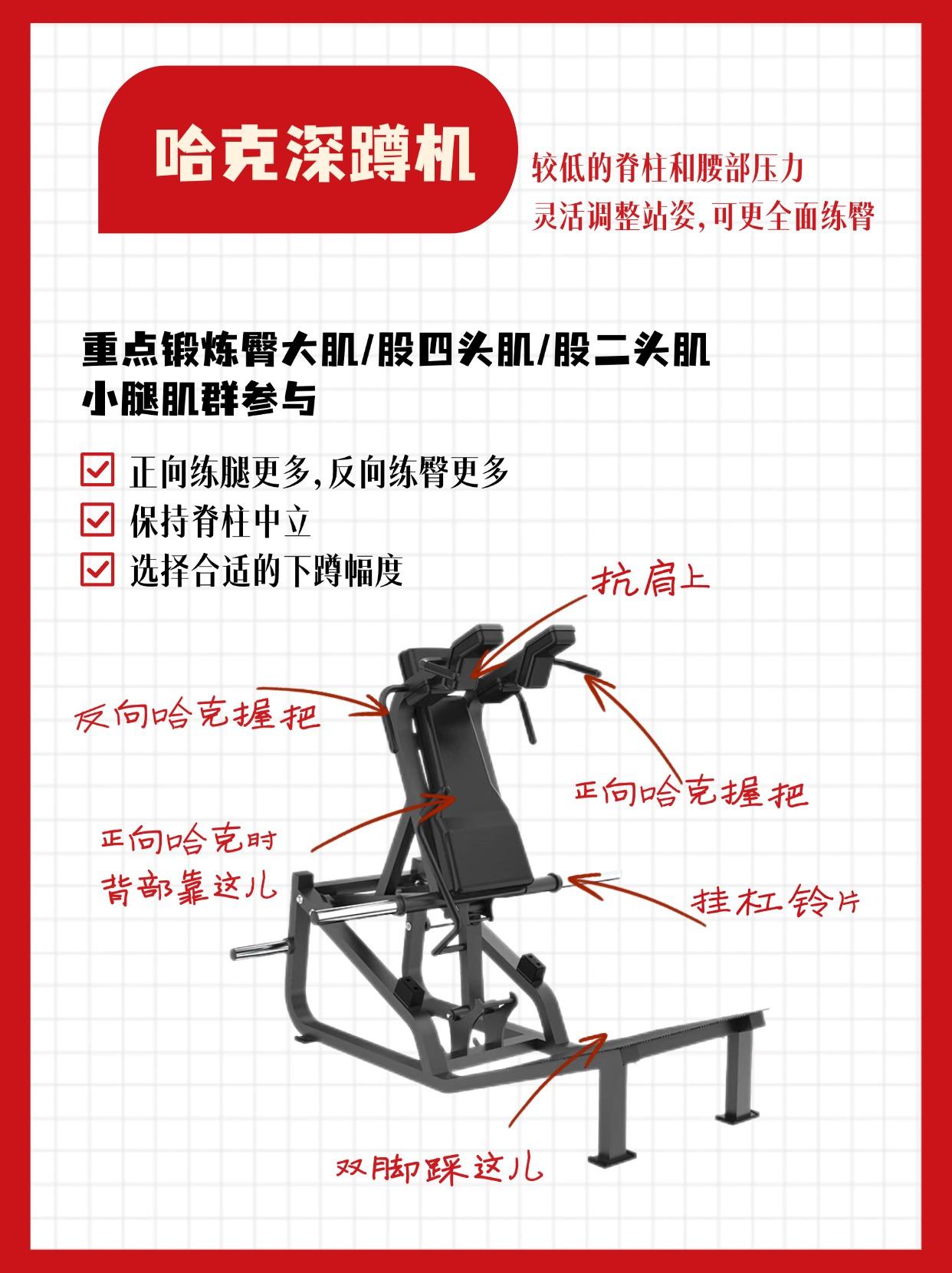 小白健身房快速上手 | 哈克深蹲机78 br>臀桥机78 br>髋外展机